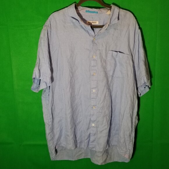 Tommy Bahama Island Resort Wear Light Blue Linen Short Sleeve XXL Beach - Picture 1 of 7